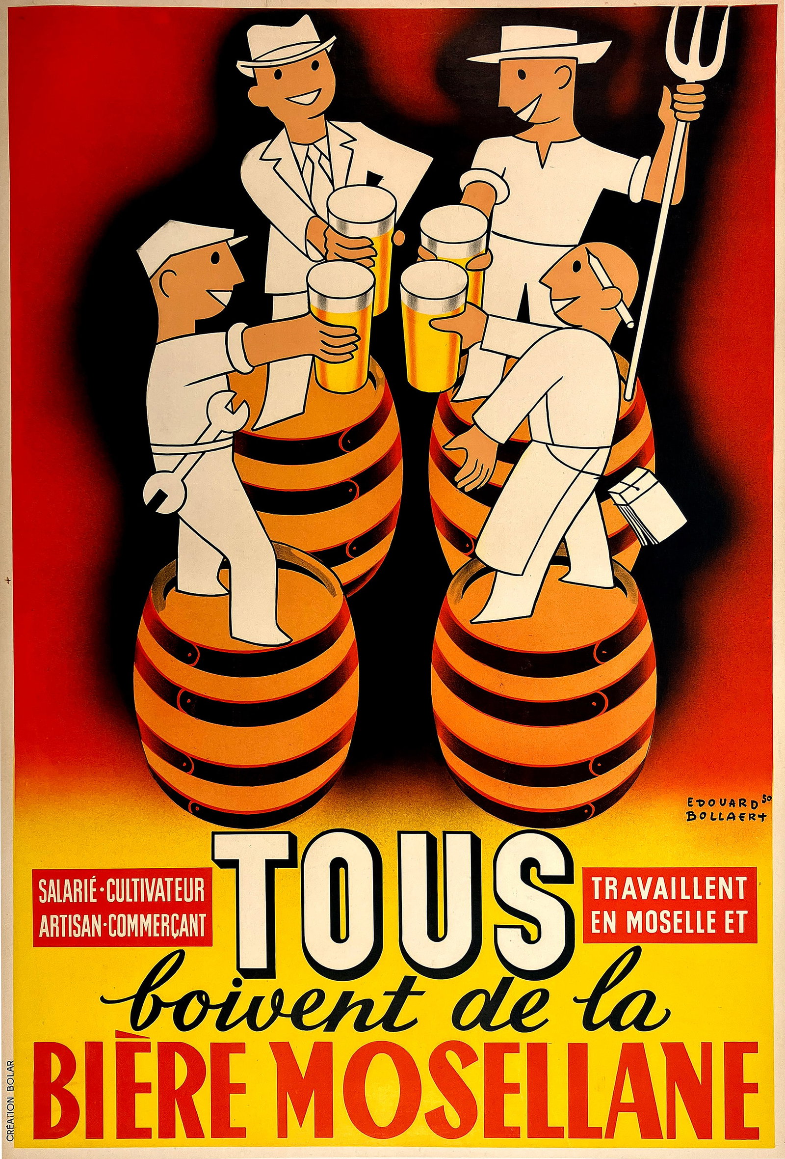 Original Vintage Biere Mosellane Poster by Bollaert French Beer (1 of 1)