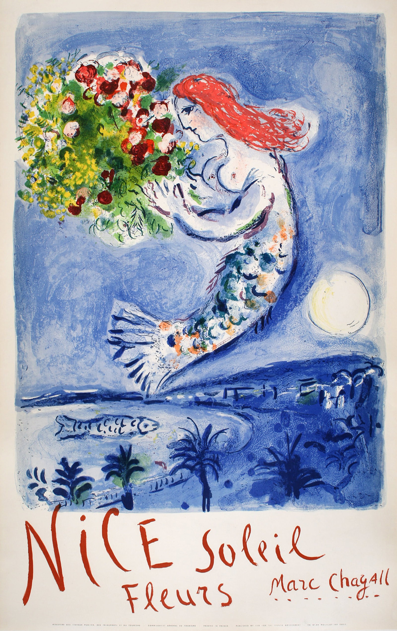 Original Vintage Poster by Marc Chagall for Nice Soleil Fleurs France 1962 (1 of 1)