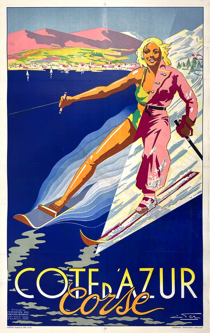 Original Vintage Corsica Poster Cote d'Azur Corse c1950 (1 of 1)