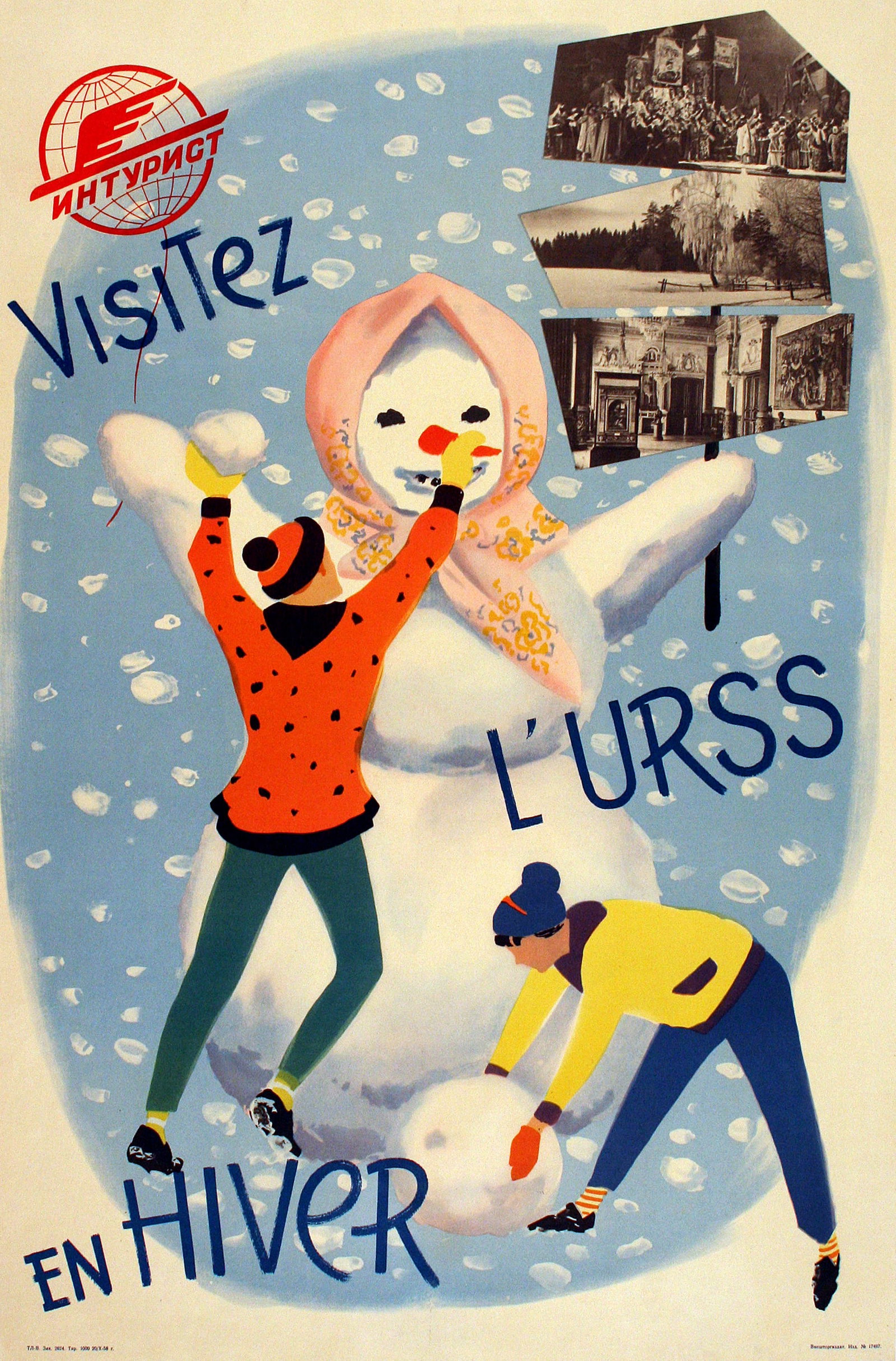 Original Vintage InTourist Travel Poster Visitez l'URRS USSR C1958 (1 of 1)