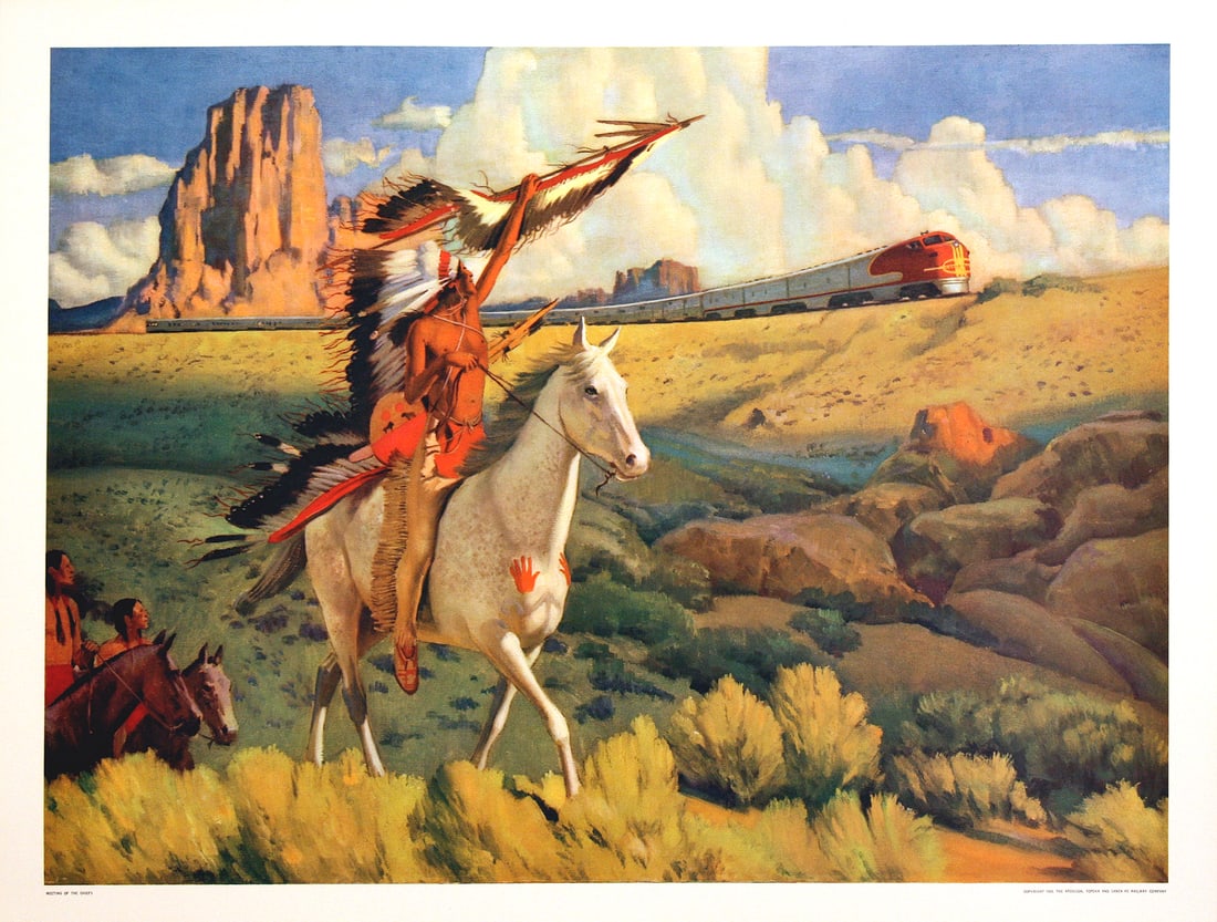 Original Santa Fe Railroad Poster 1949 - Meeting of the Chiefs by Hernando Villa (1 of 1)