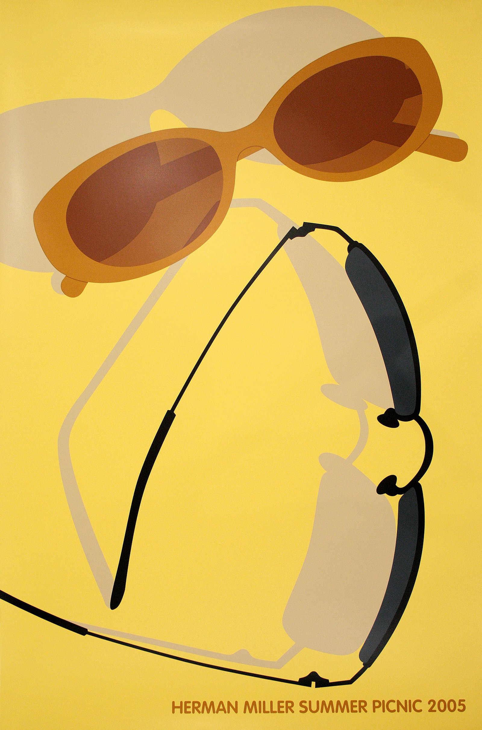 Original Herman Miller Poster 2005 by Steve Frykholm - Sunglasses: The Herman Miller Company is an American manufacturer of modern design furniture based in Holland, Michigan. The company is over 100 years old and prides itself on being “ a company of youthful enth