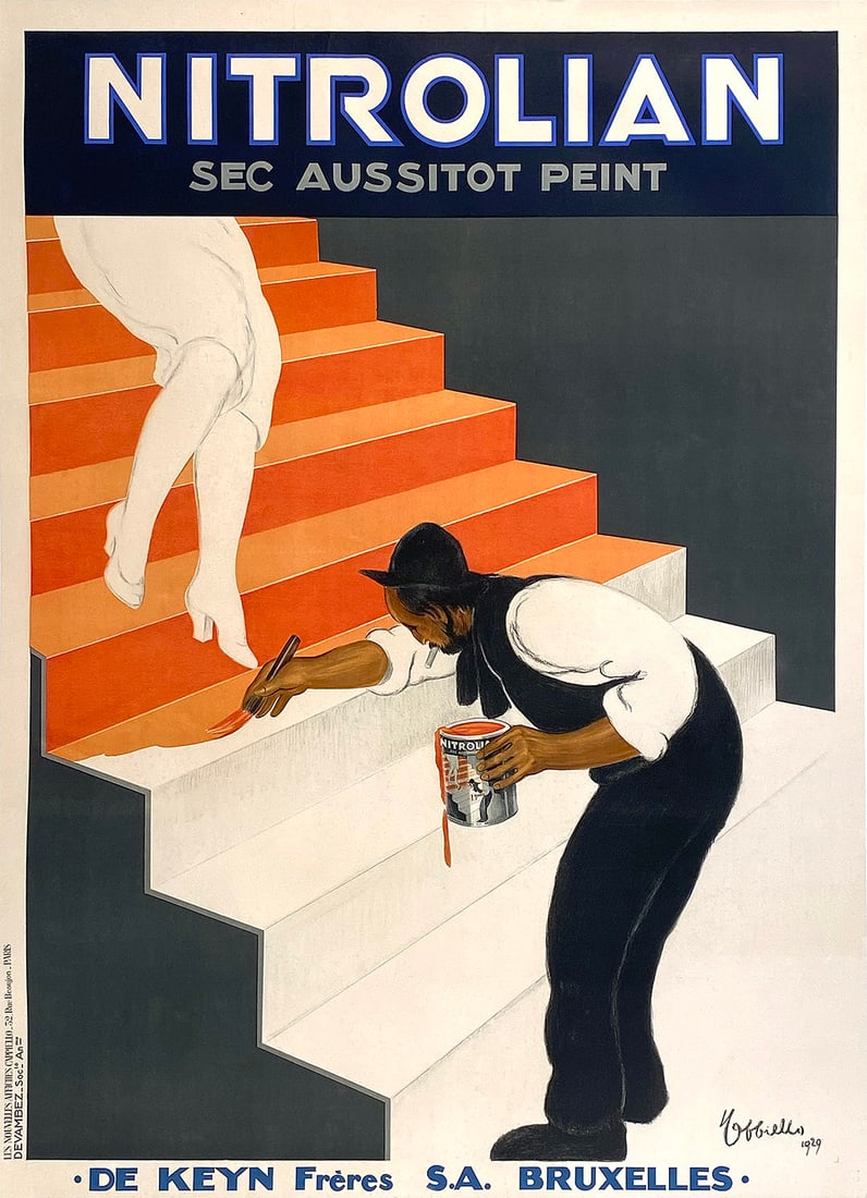 Original Leonetto Cappiello Nitrolian Poster 1929 Painter: This poster done for the Nitrolian paint company is one of the most iconic and endearing posters created by the great artist Leonetto Cappiello. In this image we see that the paint dries so rapidly th