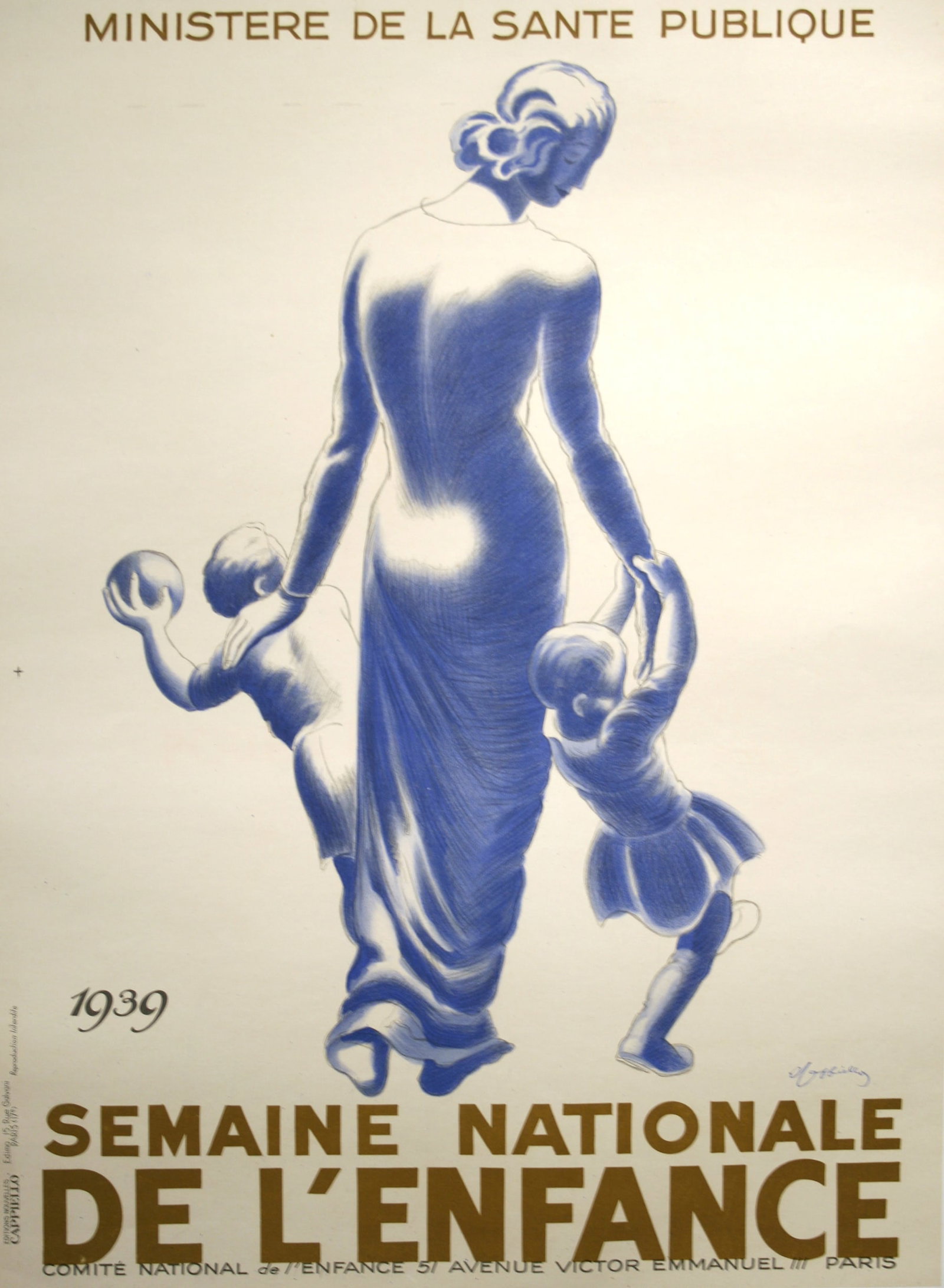 Original Cappiello Poster - Semaine Nationale de L'Enfance Small - Mother and Children (1 of 1)