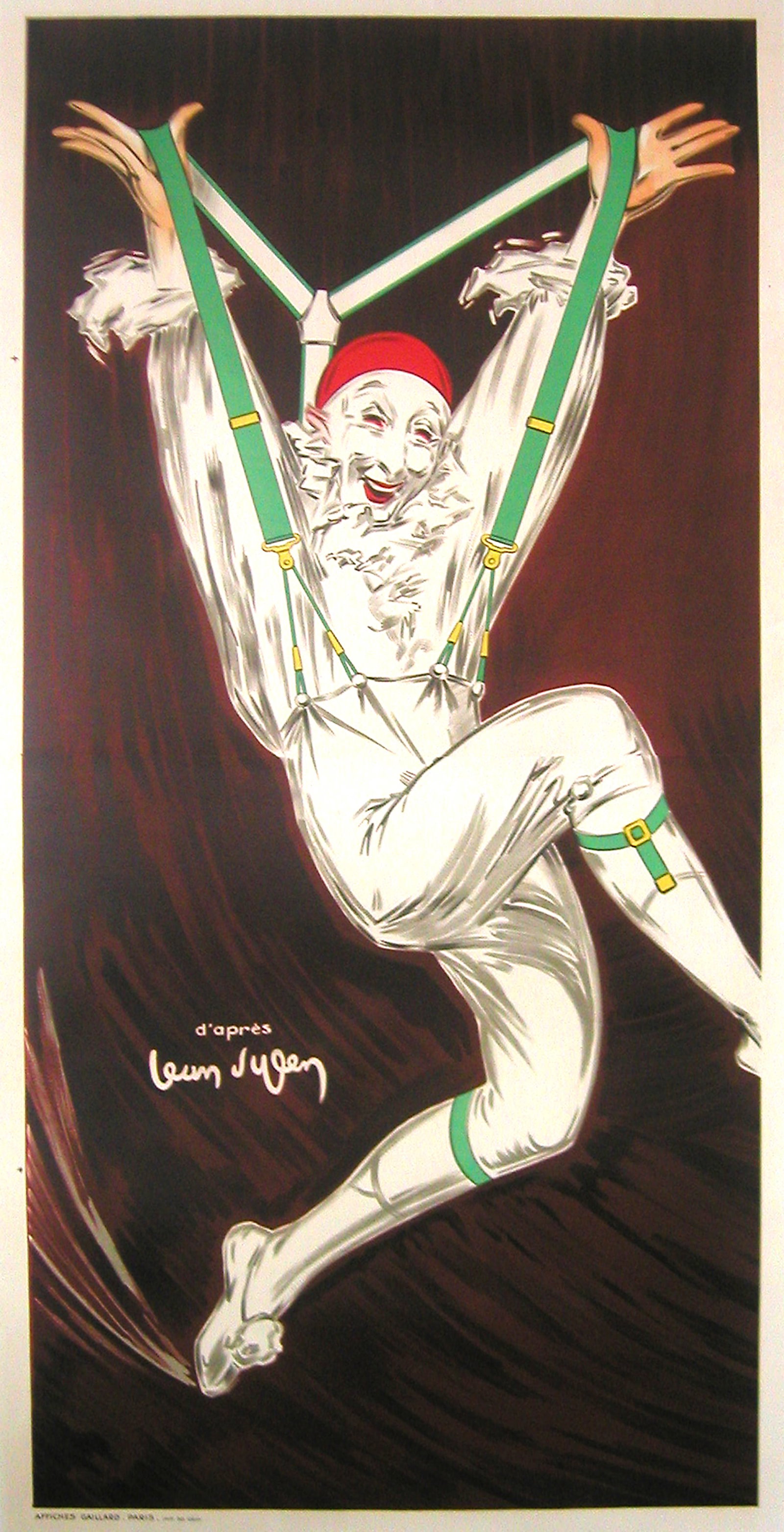 Original French Filver Poster by Jean D'Ylen 1926 for Suspenders and Garters: This Original Vintage Poster was created in the 1920's by artist Jean D'Ylen . The image serves as the logo of the Filver Company of France which manufactured suspenders and garter belts. Monsieur Fil