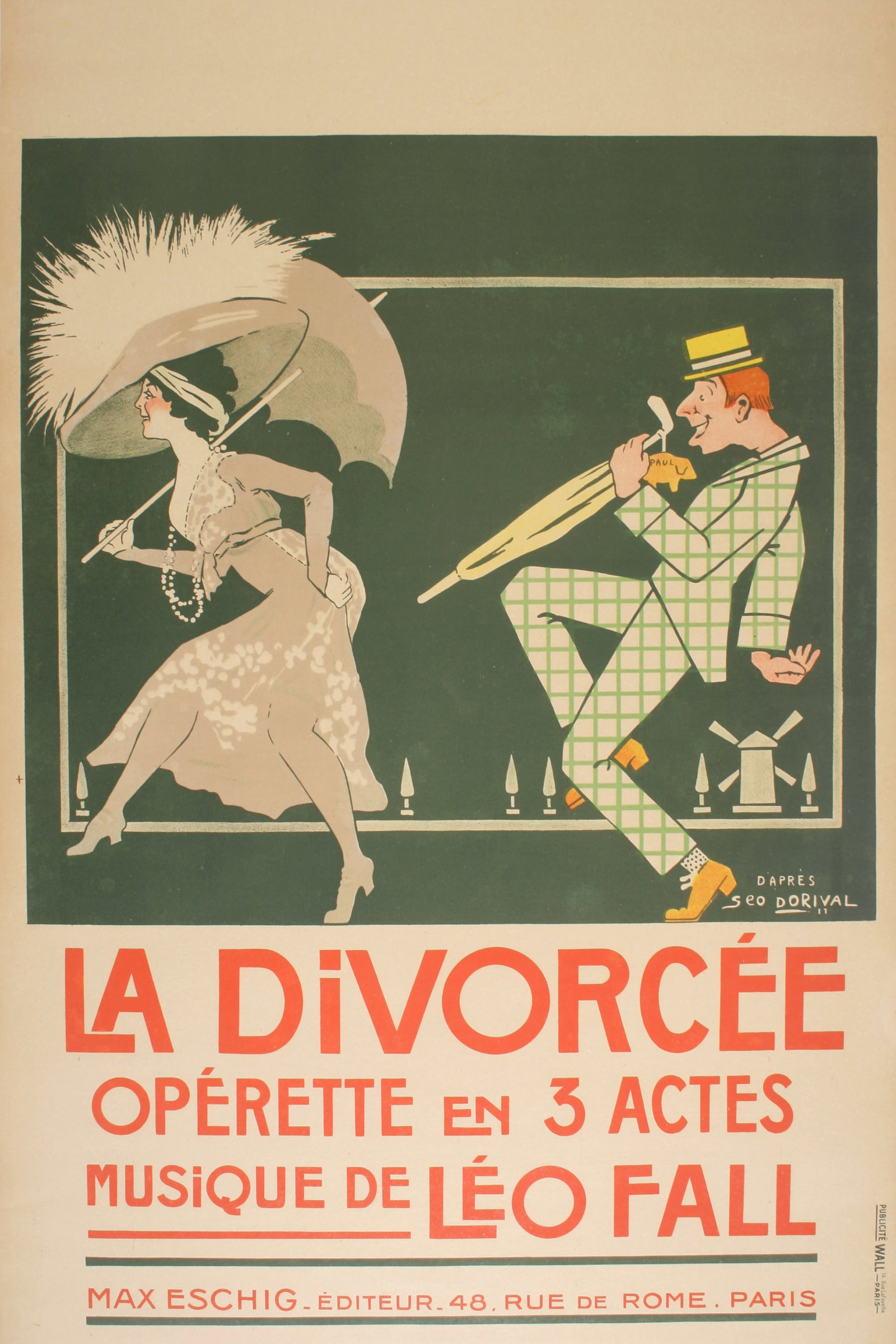 La Divorcee Original Vintage Poster by Georges Dorival French Operetta 1911 (1 of 1)