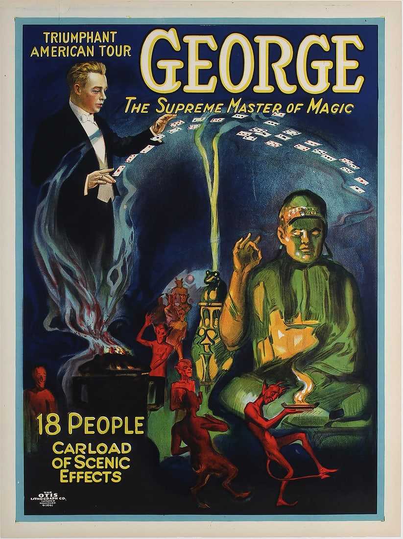 Original Vintage Poster George The Supreme Master of Magic Card Tricks c1929 (1 of 1)