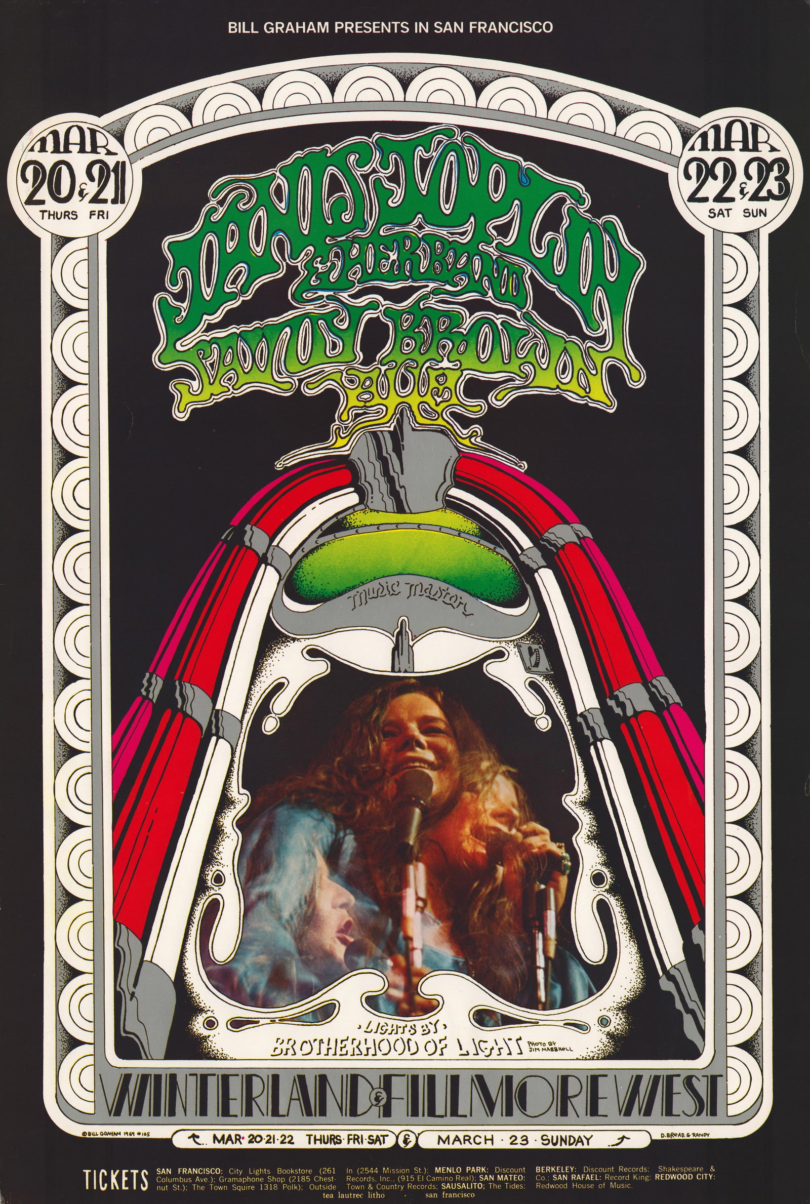 BG-165 - 1st Printing - Winterland & Fillmore West: Concert Date: 3/20-23/ 1969 Performers: Janis Joplin & her band, Savoy Brown , Aum Venue: winterland, filmore west Producer: Bill Graham