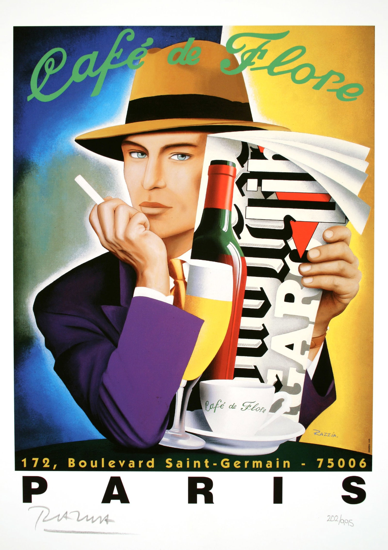 Razzia Limited Edition Hand Signed and Numbered Poster for Cafe de Flore Paris 2007 (1 of 1)