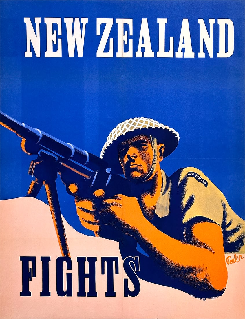 Original Vintage WWII Poster New Zealand Fights by Peel 1942 (1 of 1)