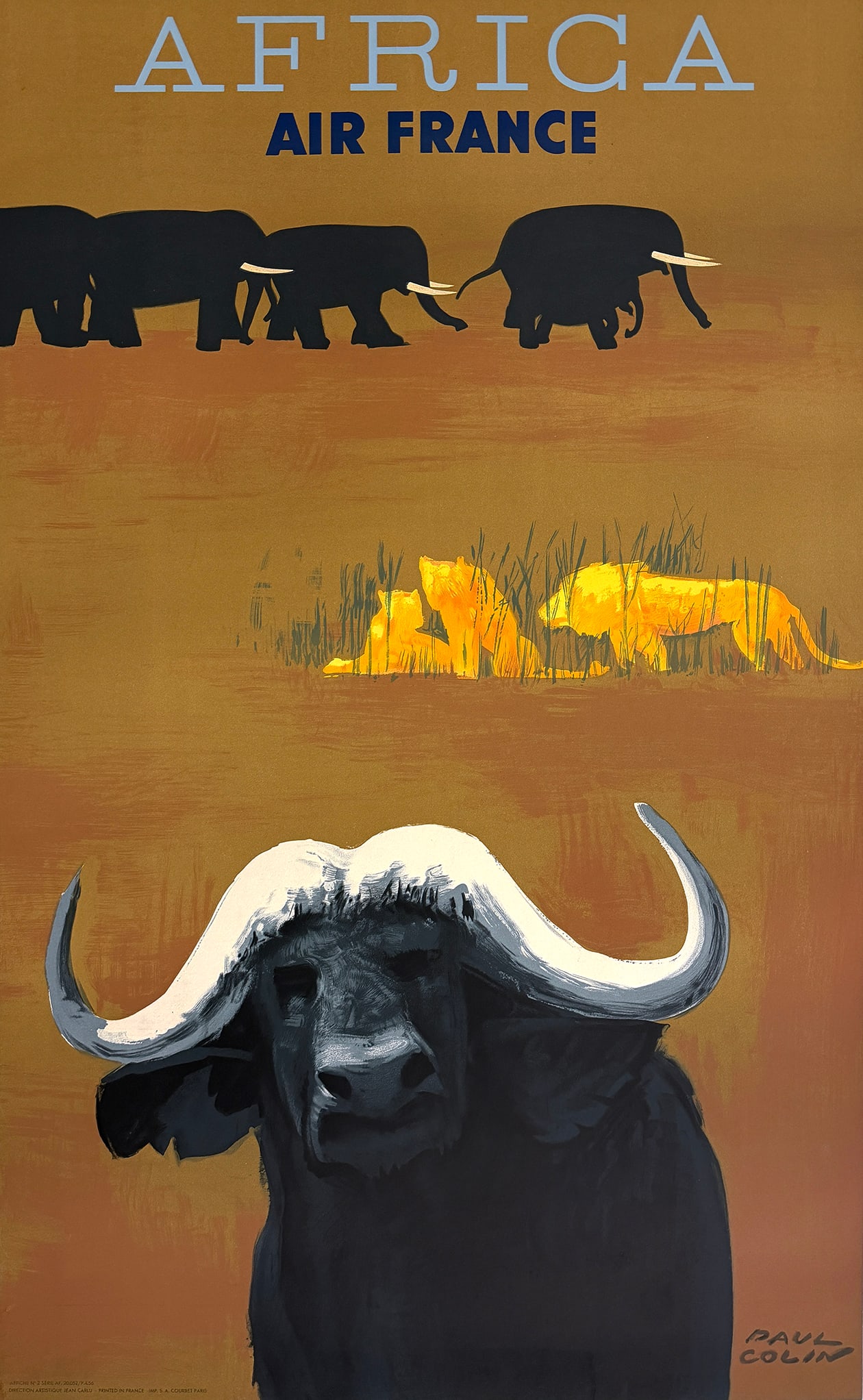 Original Vintage Air France - Africa Poster by Paul Colin 1956 (1 of 1)