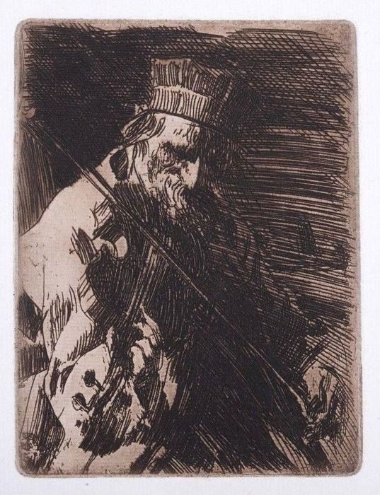Anders Zorn : Village Violinist, 1905. Original etching (1 of 6)