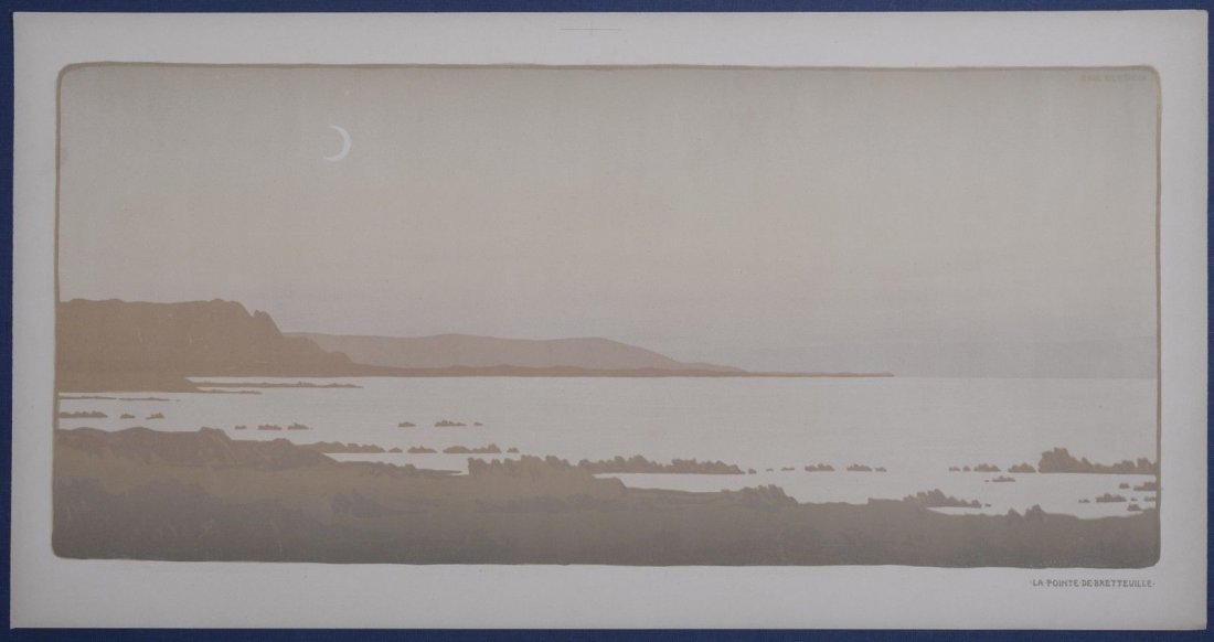 Berthon Bretteville original Litho colors 1899: Paul Berthon La pointe de Bretteville C. 1898. Original Lithograph in colours Nice impression on wove paper, signed in the plate, published by Sagot, Paris Size: Sheet: 34 x 65 cm - 13,39 x 25,59 in