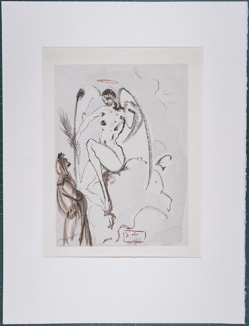 S. Dali : Divine Comedy, 1964. original Woodcut.: Salvador Dali (1904-1989) - The Archangel Gabriel, 1964. Original Color Woodcut on B.F.K. Rives. This one is signed on the block. Size of the sheet : 10 1/4 in x 13 in - 26 cm x 33 cm. Reference: The