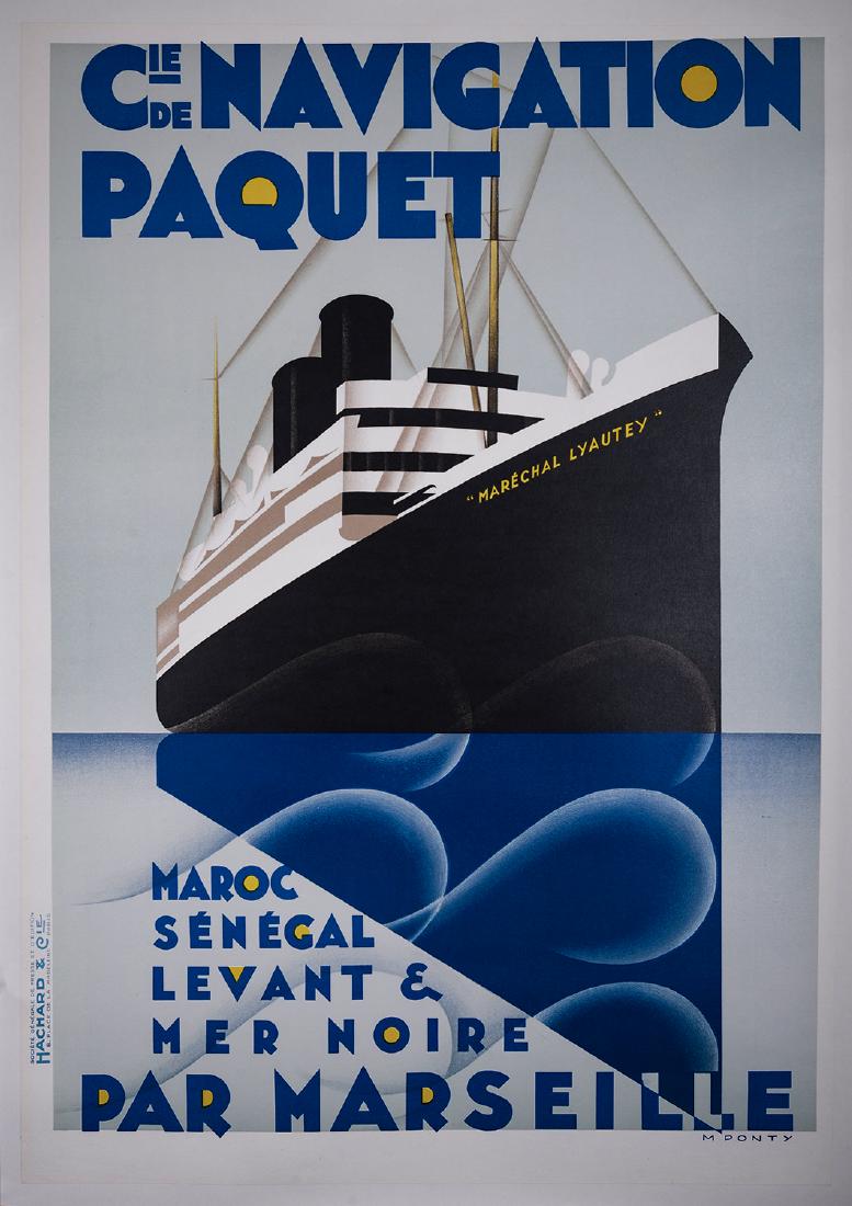 Max Ponty Compagnie Paquet 1929 lithograph poster (1 of 5)
