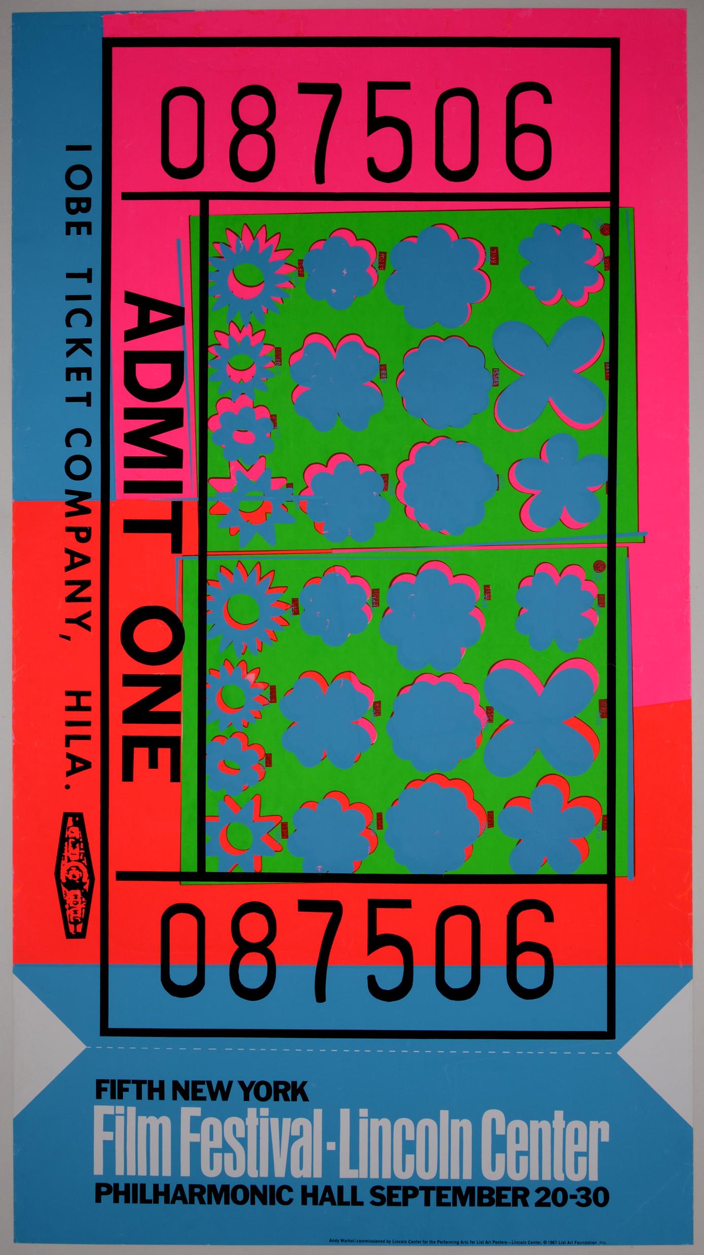 Andy Warhol - Lincoln Center Ticket, 1967 (1 of 2)