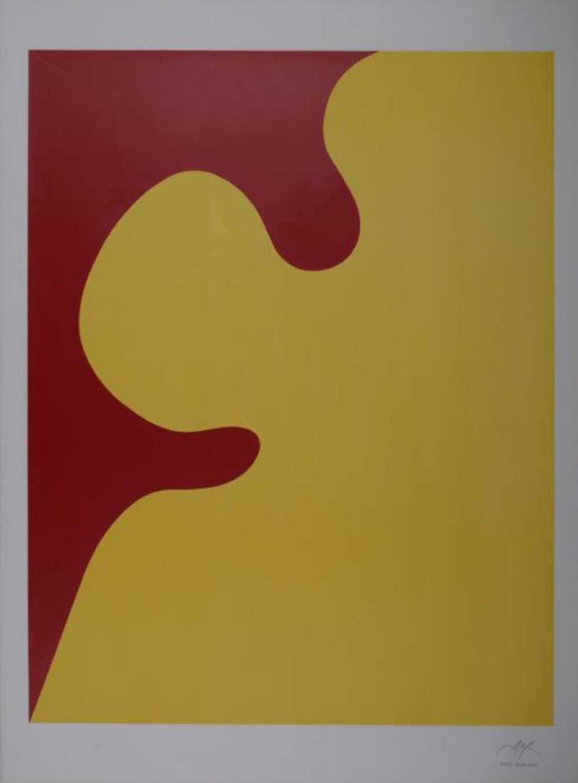 Jean Arp - Galerie im Erker, 1966: Lithograph on BFK paper, with BFK watermark lower right margin. Tire a part, printed on the occasion of a retrospective show at Erker Gallery in the year of the artist death, in 1966, with a special s