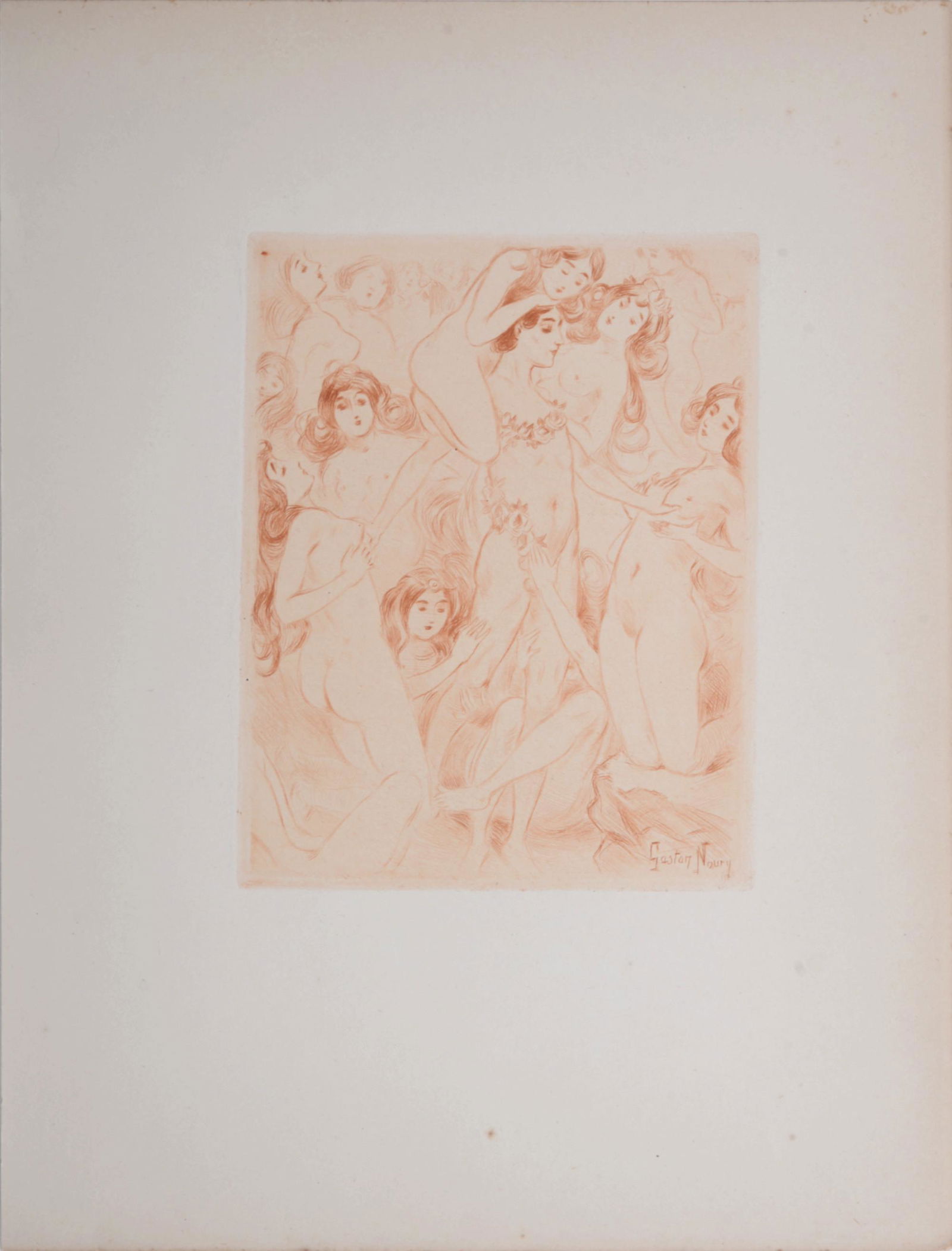Gaston Noury - Que les callipyges..., 1898: Etching (Drypoint) on wove paper. Edition of 550. Signed on the plate lower right margin. Dimensions: + Size of the sheet: 27,5 x 20,5 cm / 10,8 x 8 in. + Size of the image: 14,5 x 11 cm / 5,7 x 4,3 i