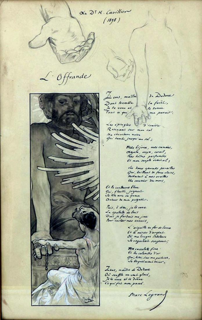 Mucha -Zeus,1898 - Original ink and pastel SIGNED (1 of 6)