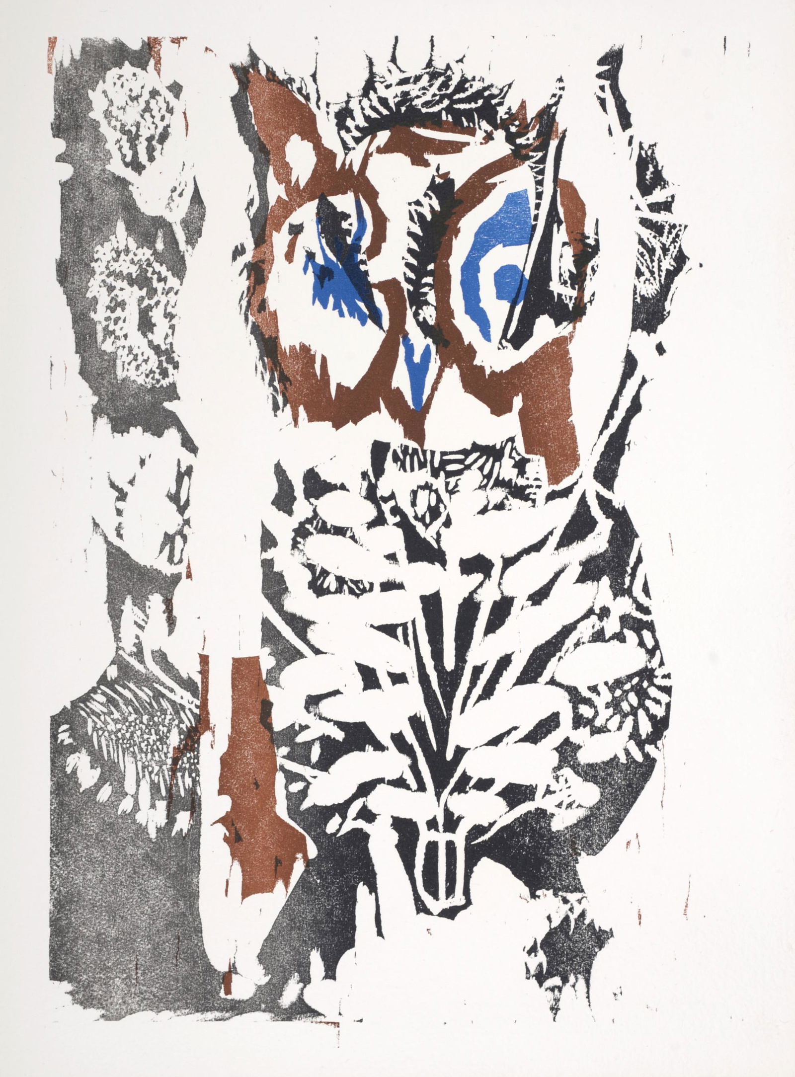 Bernard Lorjou - Le Hibou, 1965: Woodcut print on Auvergne Richard de Bas paper. Edition of 200. Dimensions: + Size of the sheet: 38,5 x 28,3 cm / 15,1 x 11,1 in. + Size of the image: 35 x 25 cm / 13,7 x 9,8 in. Issued from the portf