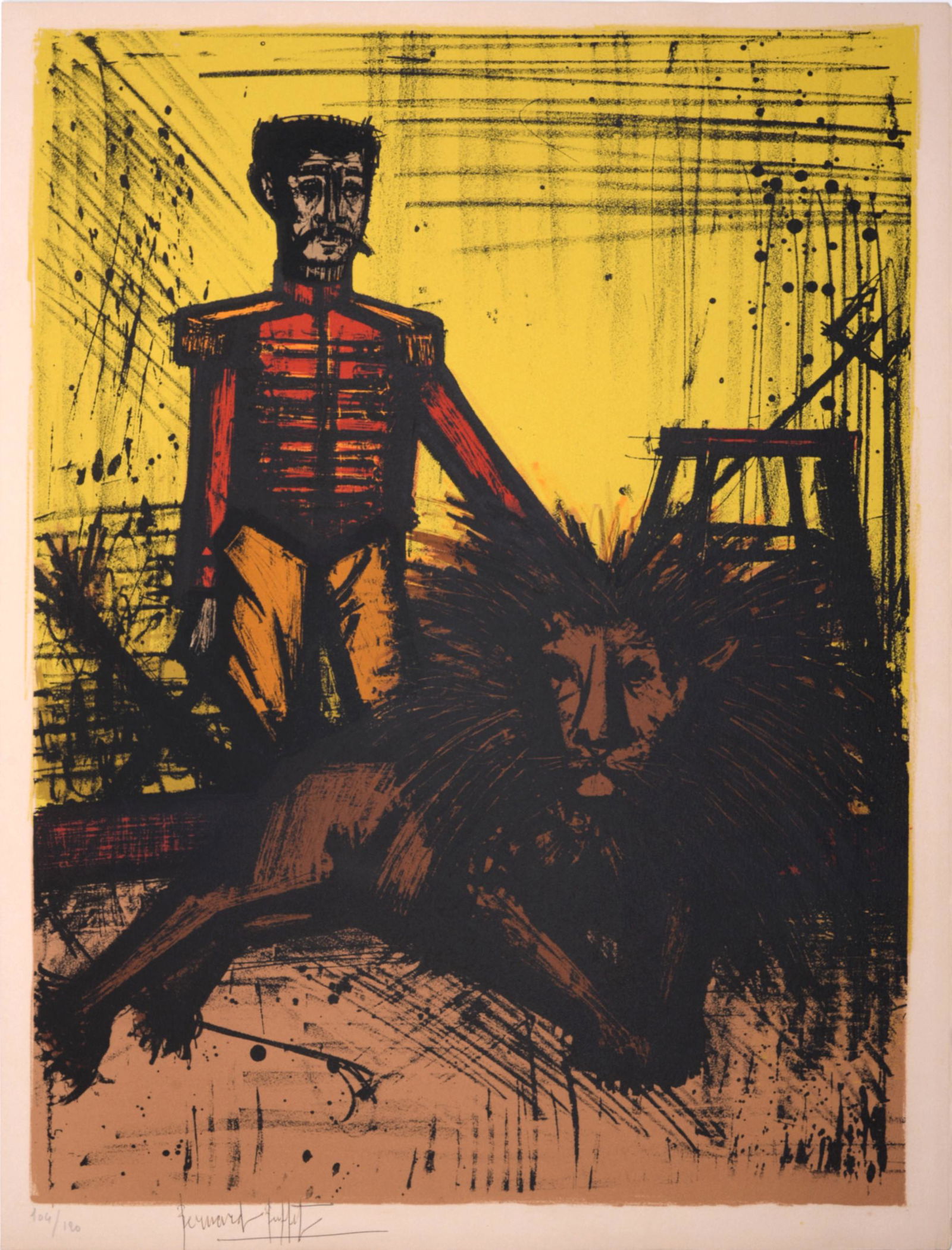Buffet - Le dompteur et le lion, 1969 Hand-signed (1 of 2)