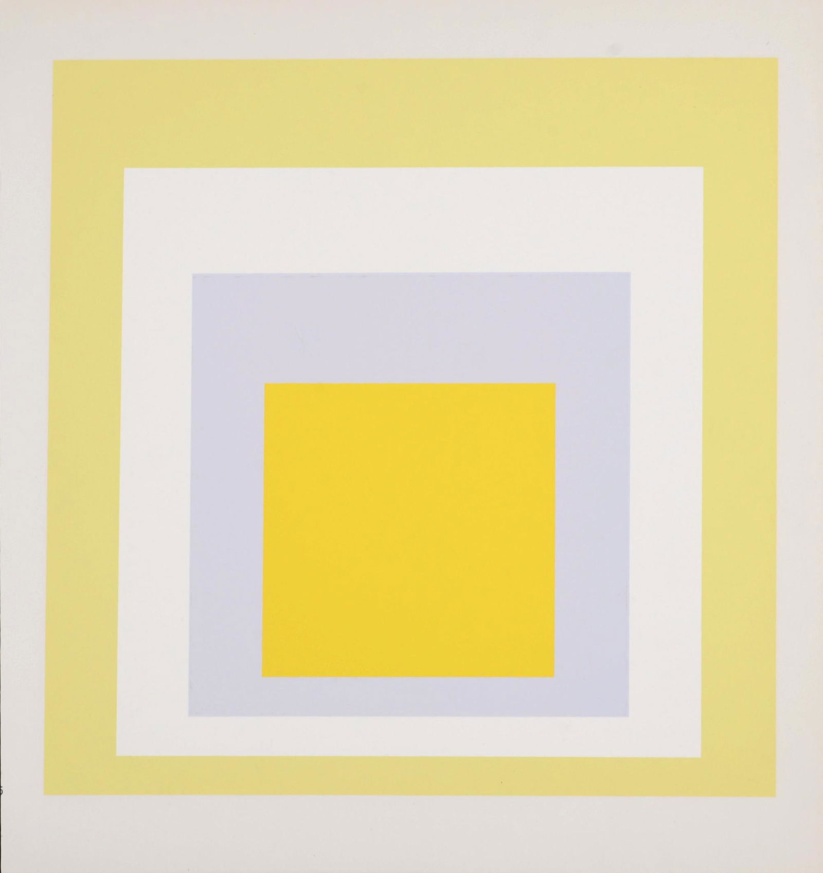 Joself Albers - Homage To the Square (A), 1971: Silkscreen on wove paper. Printed on both sides. Dimensions: + Size of the sheet: 26.8 x 25 cm / 10,5 x 9,8 in. +Size of the image: 22,5 x 22,5 cm / 8,8 x 8,8 in. Issued from the portfolio Josef Alber