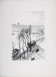 Albert Marquet - Les Quais de Paris 2, 1950: Lithograph in black and white on Arches paper. Dimensions: + Size of the sheet: 38 x 28 cm / 14.8 x 11 in + Size of the image: 24.5 x 16.5 cm / 9.6 x 6.5 in Size edition : 150. Published by Galerie Ch