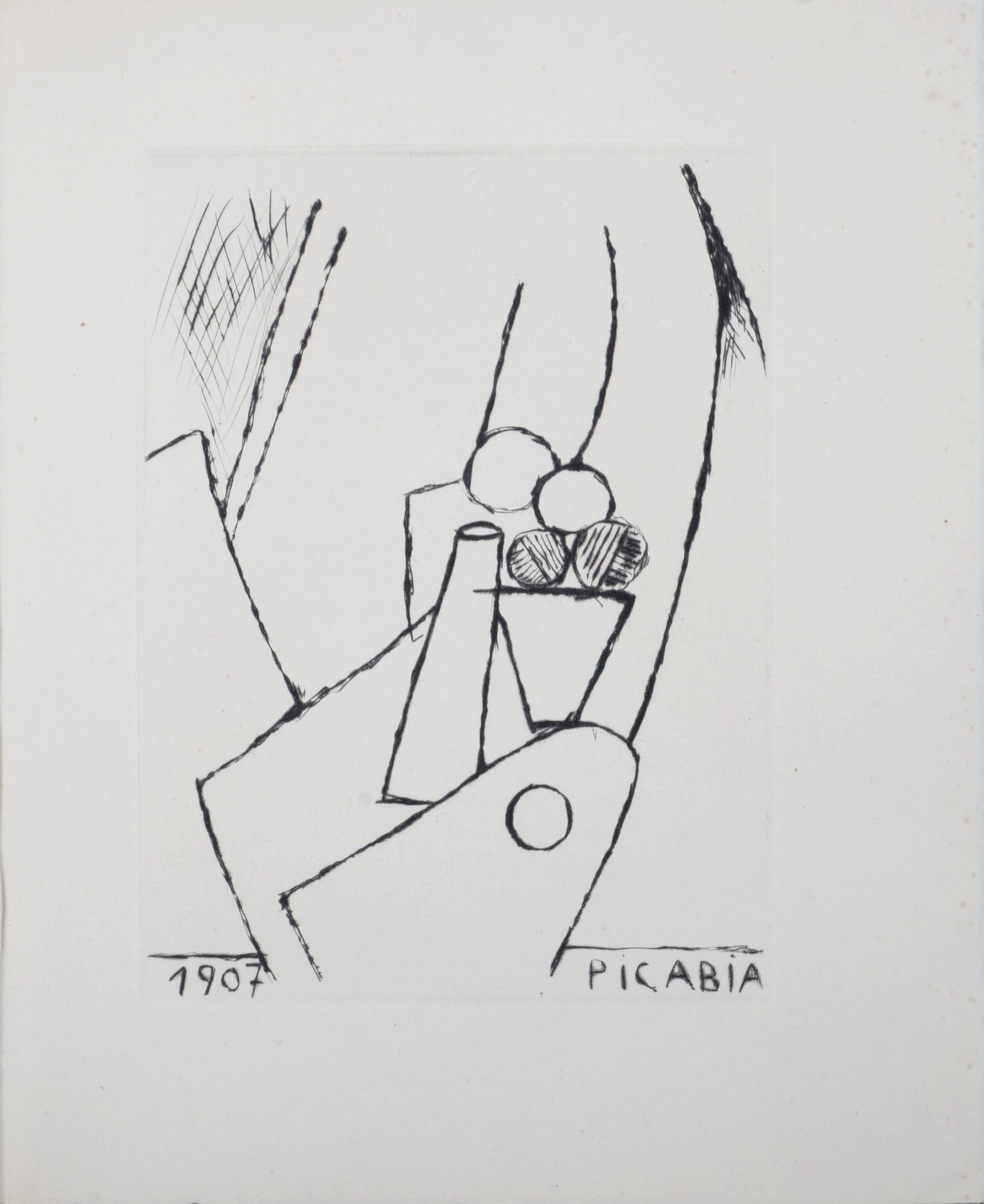 Francis Picabia - Composition, 1947: Original etching (Drypoint) on pur fil Lana paper. Signed and dated in the plate lower margin. Dimensions: + Size of the sheet: 25,5 x 20 cm / 10 x 7,8 in. + Size of the image: 18 x 13 cm / 7 x 5,1 in