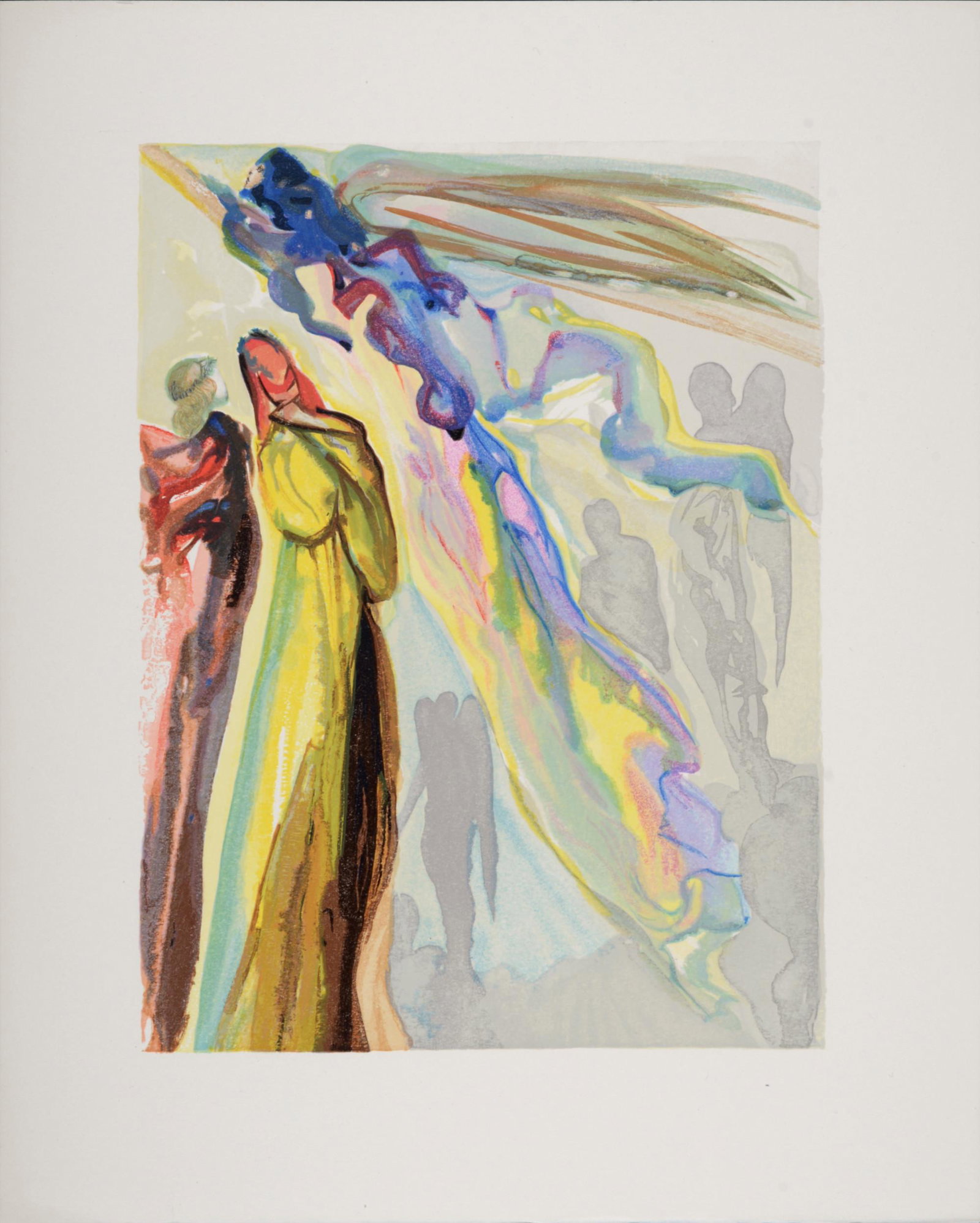 Salvador Dali - Apparition de l ancetre, 1963: Salvador Dali (1904-1989) Apparition de l ancetre, 1963. Woodcut print on BFK Rives paper. A beautiful print by Salvador Dali Dimensions: + Size of the sheet: 33 x 26,5 cm / 12,9 x 10,4 in. Issued fro