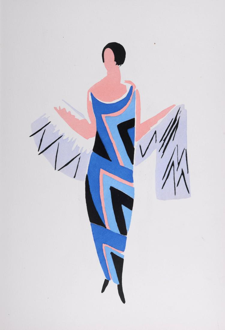 Sonia Delaunay (After) - Costumes (M), 1969: Sonia Delaunay (After) Costumes (M), 1969. Pochoir print (Jacomet process) on Velin Aussedat. One of the 500 copies printed on Velin Aussedat, out of a total edition of 650. Dimensions: + Size of the 