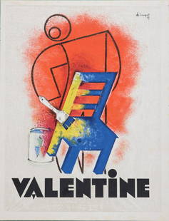 Charles Loupot - Valentine, 1931: Lithograph on wove paper. Signed on the plate upper right margin. Dimensions: + Size of the sheet: 31 x 23,2 cm / 12,2 x 9,1 in. Size of the image: 29 x 22 cm / 11,4 x 8,6 in. Printed by Edition Belle