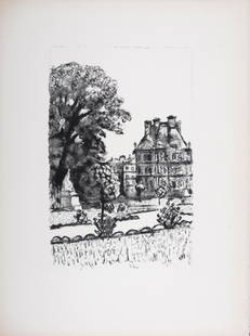 Albert Marquet - Jardin de Paris, 1950: Lithograph in black and white on Arches paper. Dimensions: + Size of the sheet: 38 x 28 cm / 14.8 x 11 in + Size of the image: 24.5 x 16.5 cm / 9.6 x 6.5 in Size edition : 150. Published by Galerie Ch