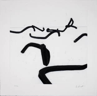 Venet Lignes Indeterminees #II c.1990 Handsigned: Bernar Venet Lignes Indeterminees #II, c.1990 Original etching (Eau-forte & Aquatint) on Velin Arches paper. Very scarce! Numbered 81/90 on the bottom left corner. Hand-signed lower right margin. Arch