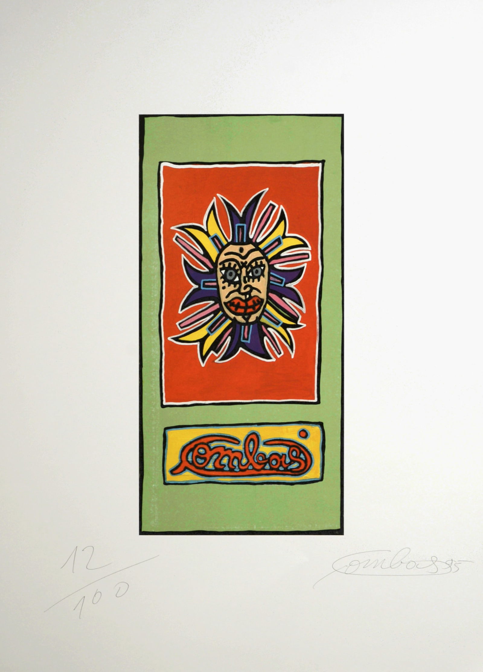 Robert Combas - Visage, 1995 - Hand-signed!: Robert Combas (1957) Visage, 1995 Original Offset lithograph on glazed paper. Hand-signed lower margin. Numbered 12/100, from the deluxe edition. Dimensions: + Size of the sheet: 65 x 48 cm / 25,5 x 1