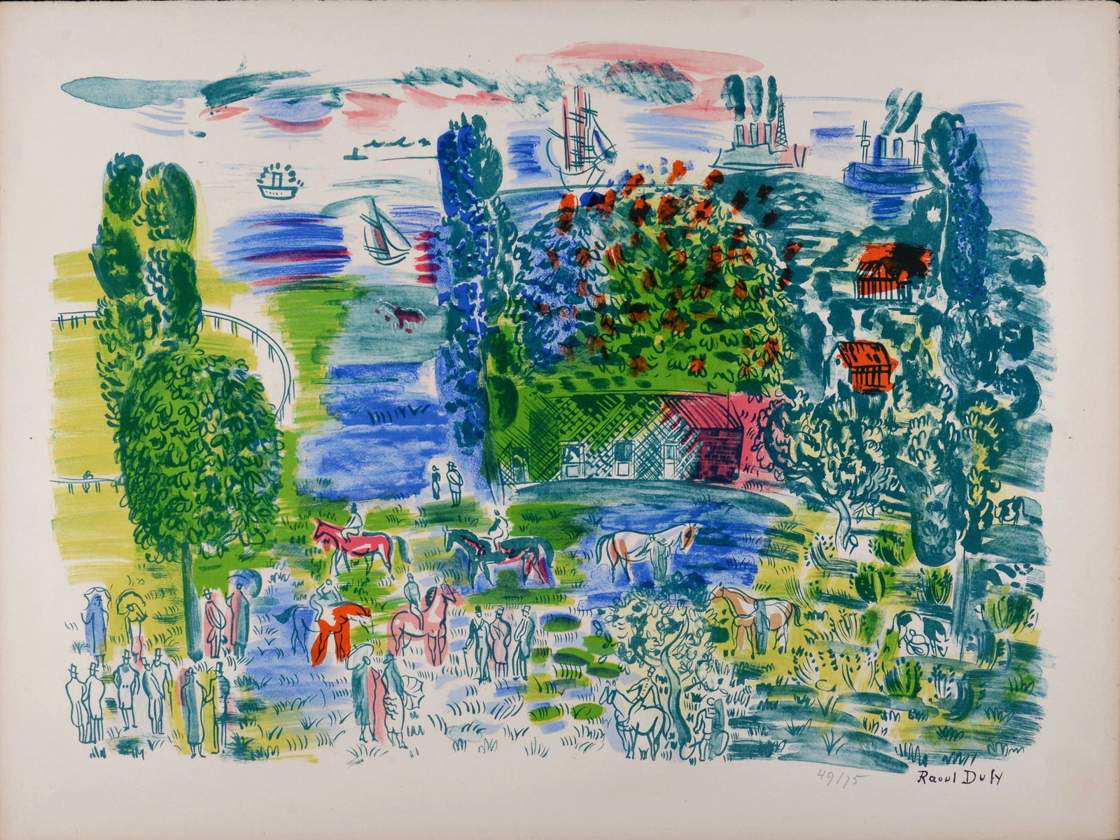 Raoul Dufy - Au Paddock, c. 1955 - Rare! (1 of 6)