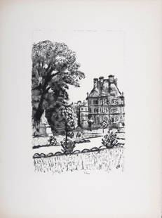 Albert Marquet - Jardin de Paris, 1950: Lithograph in black and white on Arches paper. Dimensions: + Size of the sheet: 38 x 28 cm / 14.8 x 11 in + Size of the image: 24.5 x 16.5 cm / 9.6 x 6.5 in Size edition : 150. Published by Galerie Ch