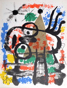 Joan Miro - Les deux bouts de pinceau, 1960: Joan Miro Les deux bouts de pinceau, 1960 Original lithograph on paper from Derriere le Miroir n 121-122. Unsigned. Printed on the back as issued. Dimensions: + Size of the sheet: 37.9 x 27.9 cm / 14.