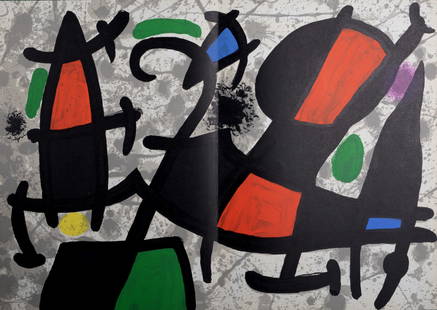 Joan Miro - Abstract composition, 1970: Joan Miro Abstract composition, 1970 Lithograph on paper, printed on double-pages. Dimensions: + Size of the sheet: 37,9 x 55,8 cm / 14,9 x 21,9 in. From Derriere le Miroir issue (n 186). Edited by Ma