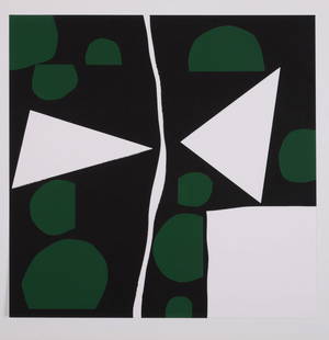 Richard Mortensen - Tavignano, 1964: Richard Mortensen Tavignano, 1964 Screen print in colors, after a painting of 1964, tipped in. Dimensions: + Size of the sheet: 23 x 22,5 cm / 9 x 8,8 in. + Size of the image: 18,7 x 18,9 cm / 7,4 x 7