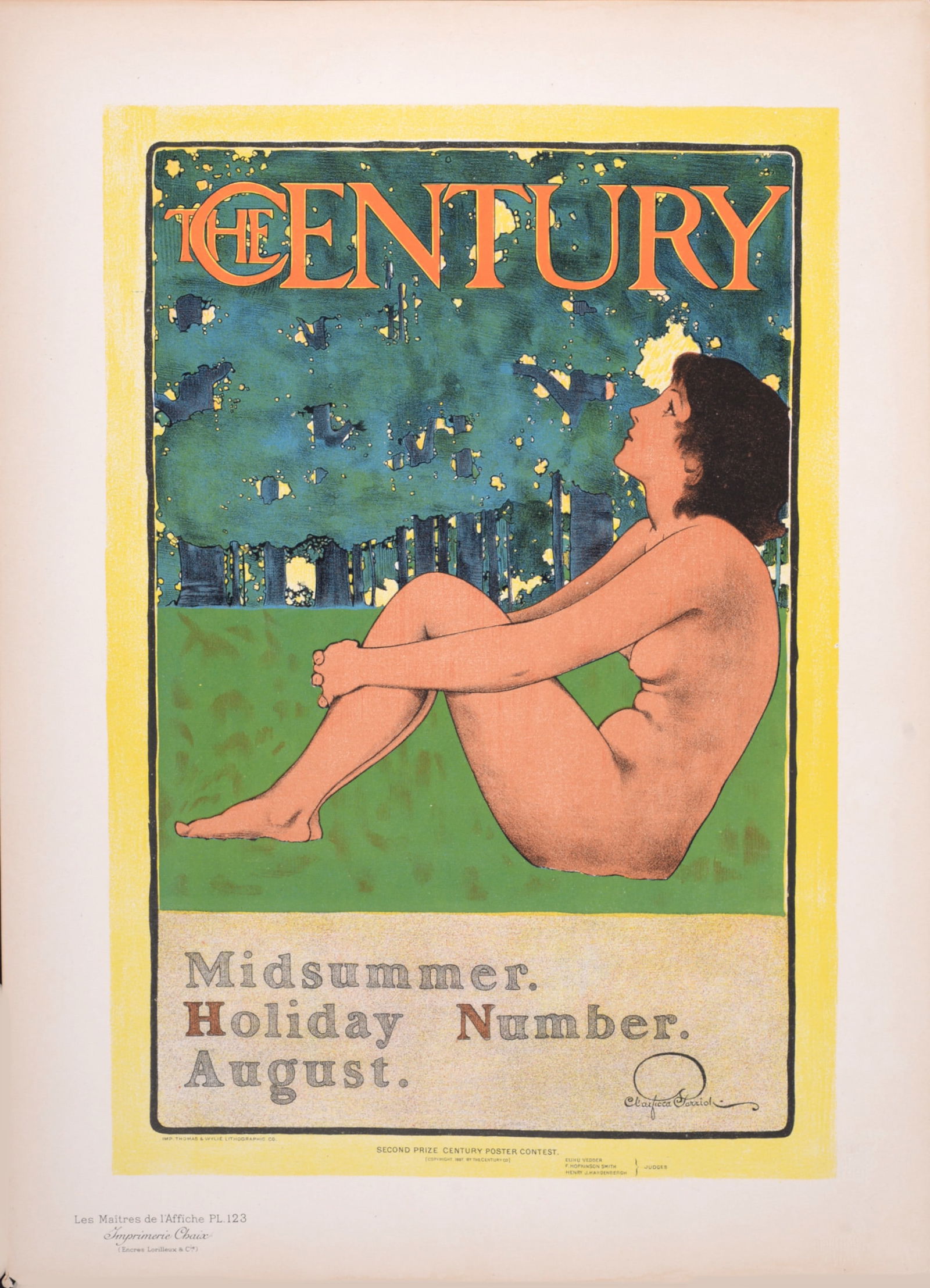Parrish - Maitres de l Affiche The Century, 1898: Maxfield Parrish The Century, 1898 Original lithograph on wove paper. PLATE: PL. # 123 Signed on the plate lower right margin. Blind stamp Les Maitres de l Affiche, Imprimerie Chaix on the bottom righ
