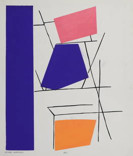 Richard Mortensen (After) - Composition XXII, 1952: Richard Mortensen (1910-1993) Composition XXII, 1952. Pochoir on wove paper. Dimensions: + Size of the sheet: 24 x 20 cm / 9,4 x 7,8 in. Edition of 1500. Issued from Temoignages pour l Art Abstrait. P