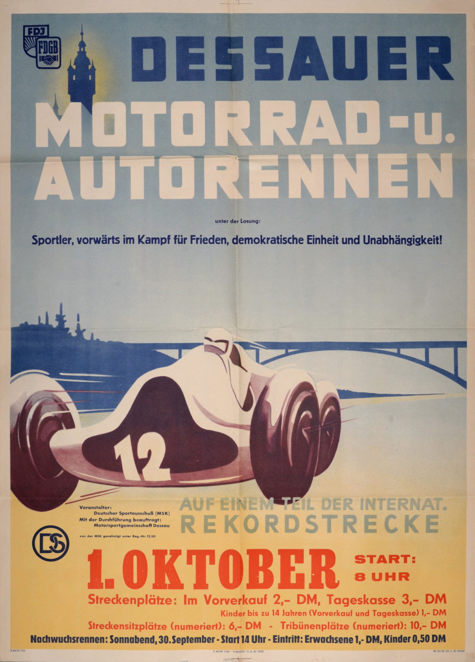 Anonymous - Automobilia Racing Poster (Motorrad-U Autorennen), 1950 (1 of 14)