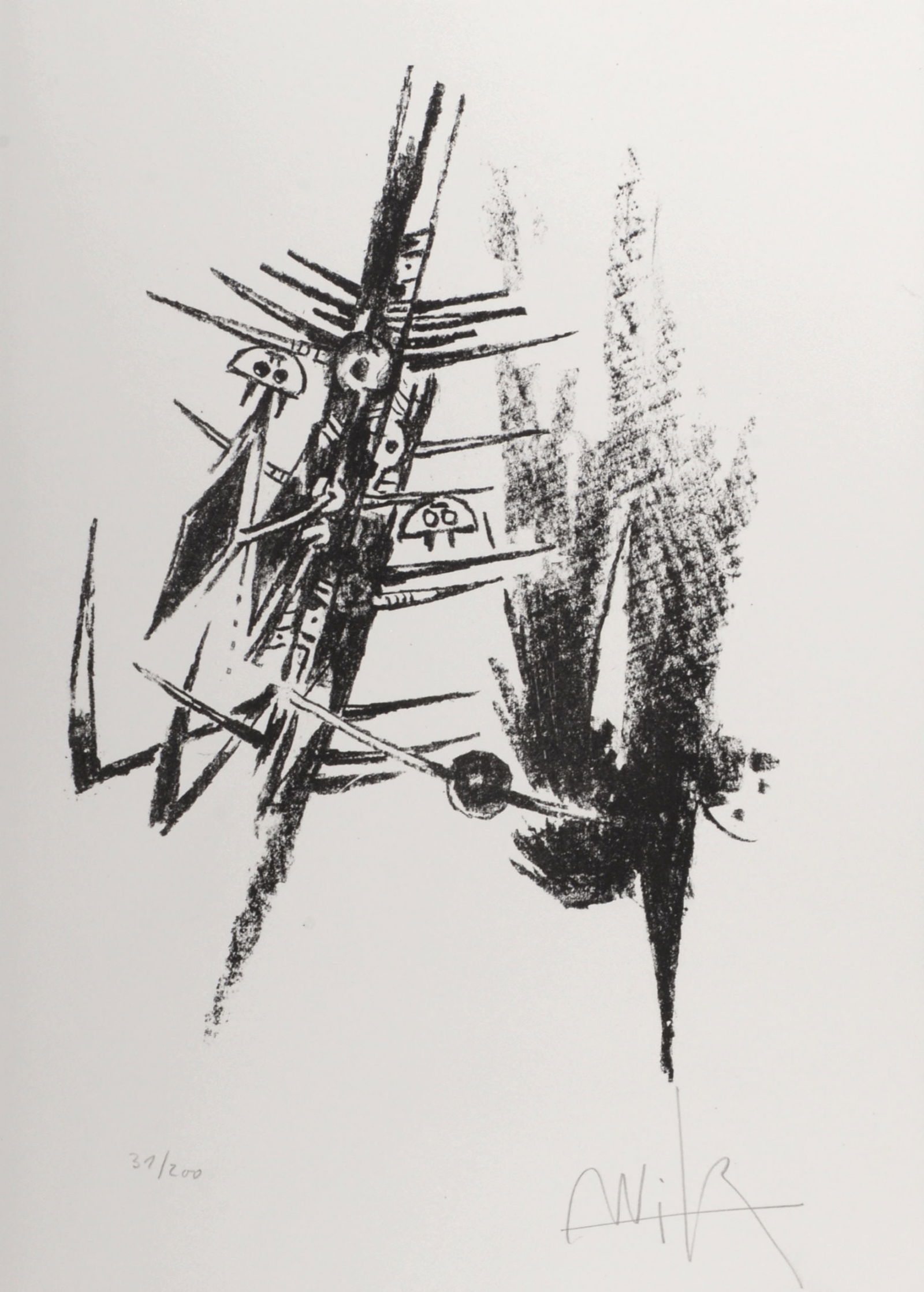 Wilfredo Lam - Composition, 1974 - Hand-signed (1 of 6)
