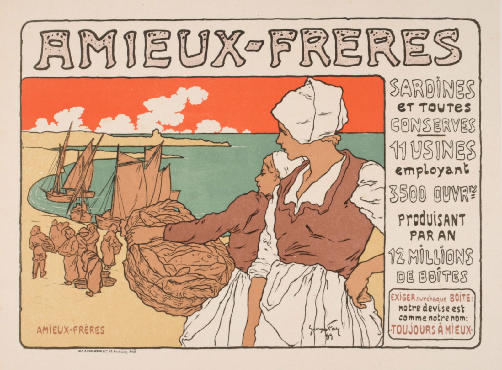 Georges Fay - Les Maitres de l'Affiche : Amieux-Freres, 1899: Georges Fay (1871-1916)Amieux-Freres, 1899 Lithograph on wove paper.PLATE: PL. #183.Signed on the plate lower right margin.Blind stamp "Les Maitres de l'Affiche, Imprimerie Chaix" on the bottom right
