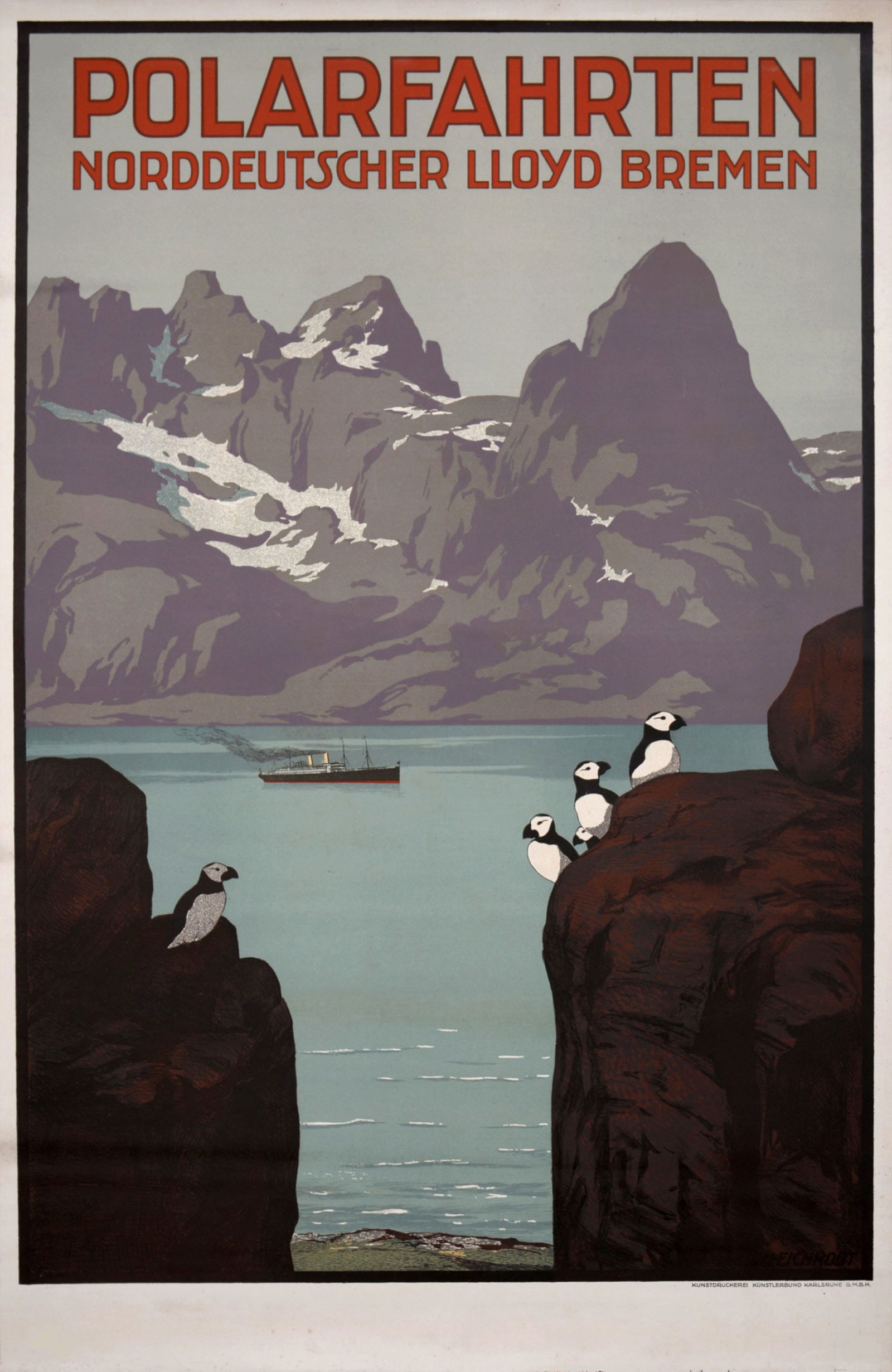 Hellmut Eichrodt - Polar Journeys Poster / Polarfahrten Norddeutscher Lloyd Bremen, c. 1910 (1 of 8)