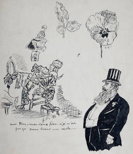 Henri Boutet - Ben mon vieux frere, si je n'ai que ca pour brosser ma veste..., 1897 - Hand signed!: Henri Boutet (1851-1919)Ben mon vieux frere, si je n'ai que ca pour brosser ma veste..., 1897 Original ink drawing on paper.Hand-signed lower margin.Dated on the top right corner.Dimensions:+Size of t