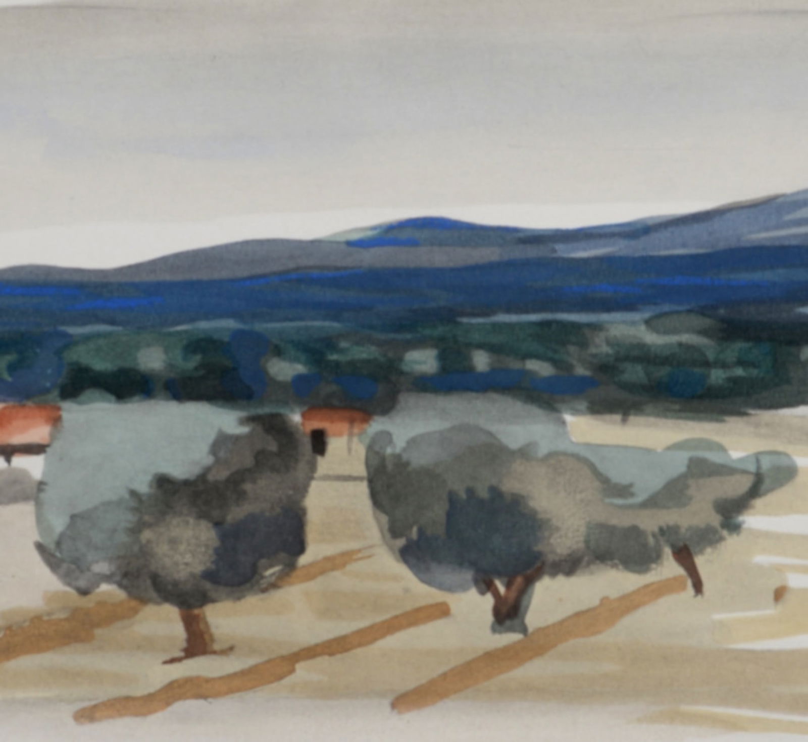 Andre Derain - Paysage, 1933: Andre Derain (1880-1945)Paysage, 1933Lithograph enhanced with gouache on Velin d'Arches paper, after 1932 Andre Derain's gouache painting.Edition of 1 000.Jeanne Bucher's blind stamp bottom left.J.B's