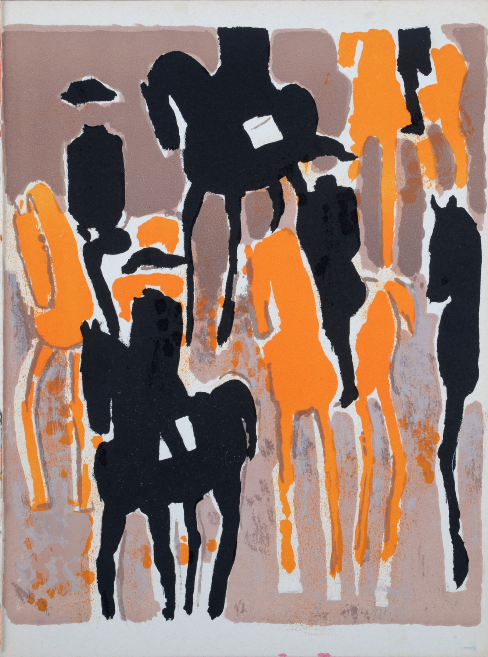 Andre Brasilier : Le Cadre noir, 1964.: Andre Brasilier (1929-),Le Cadre noir, 1964.Lithograph on wove paper.Edition of 2000.Dimensions:+ Size of the sheet: 25.5 x 19 cm / 10 x 7.5 in.Printed by Mourlot.Published in « Prints from the Mourl