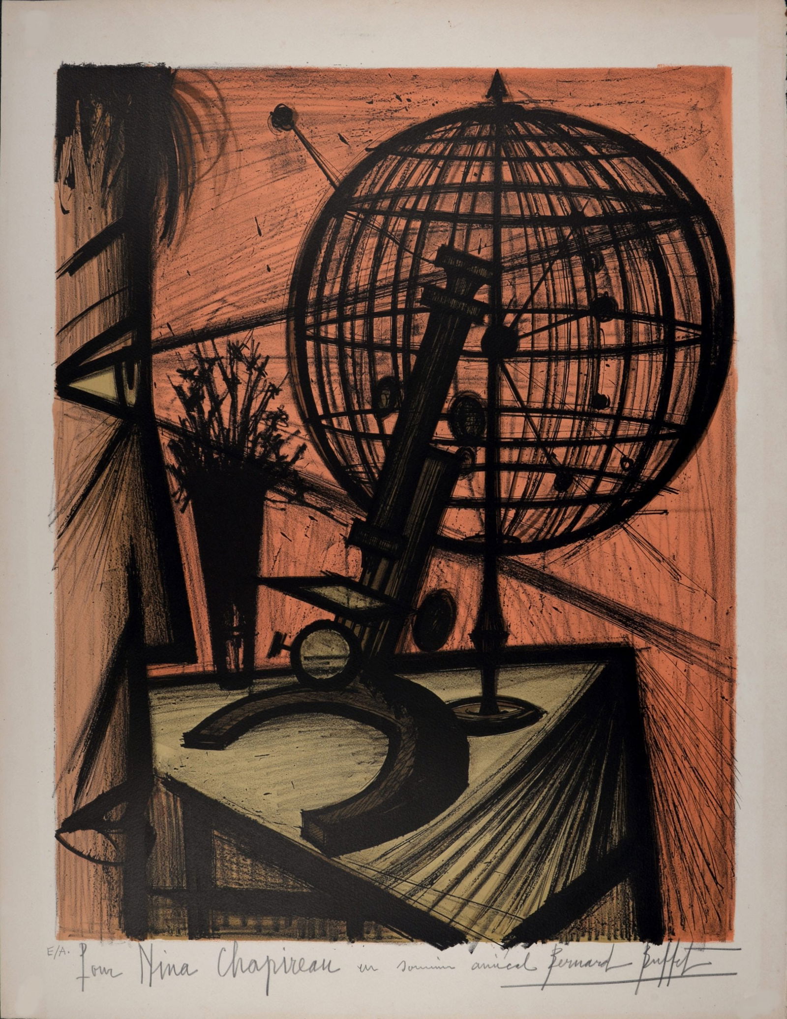 Bernard Buffet - Le Microscope, 1969 - Hand-signed (1 of 9)