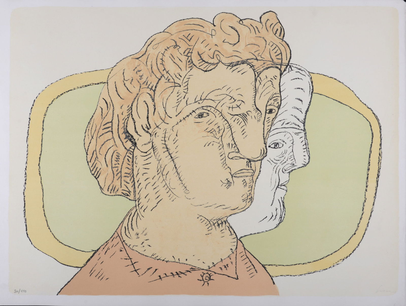 Jose Luis Cuevas : Retrato al Espejo, 1986 - Hand-signed (1 of 7)